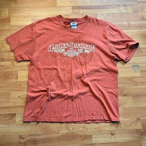 Harley-davidson Men's Orange and Red T-shirt